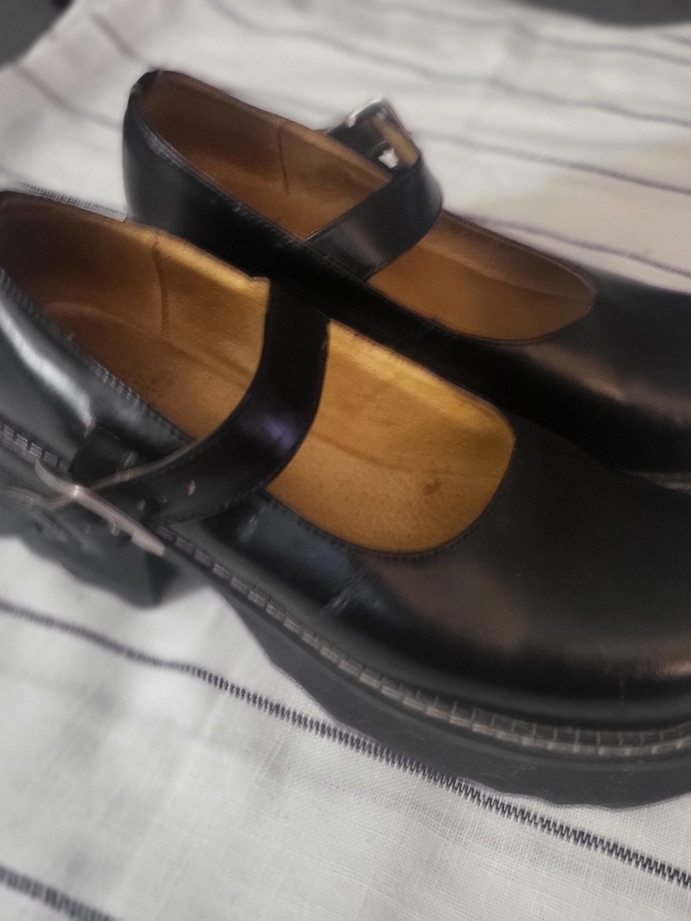 Vintage 90's John Fluevog Black Mary Jane Platform Shoes